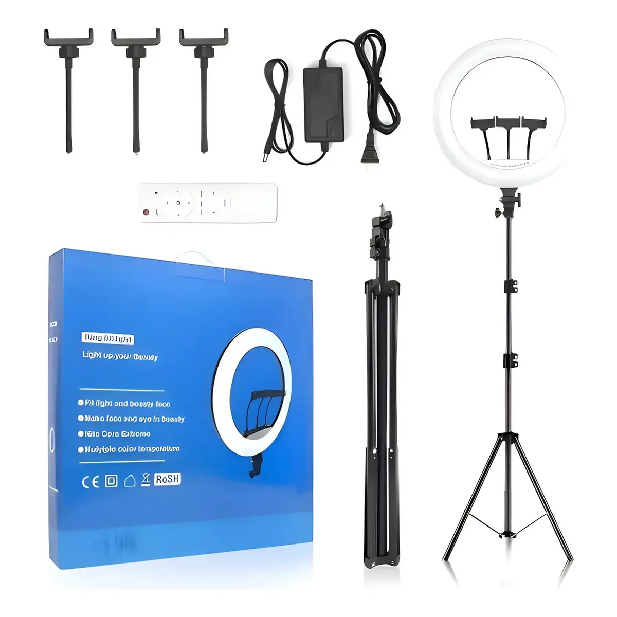 Aro Luz Led Multicolor 56cm + Control + Trípode + RGB 22 Pulgadas Colores Variados Influencer Luces Para Tus Videos