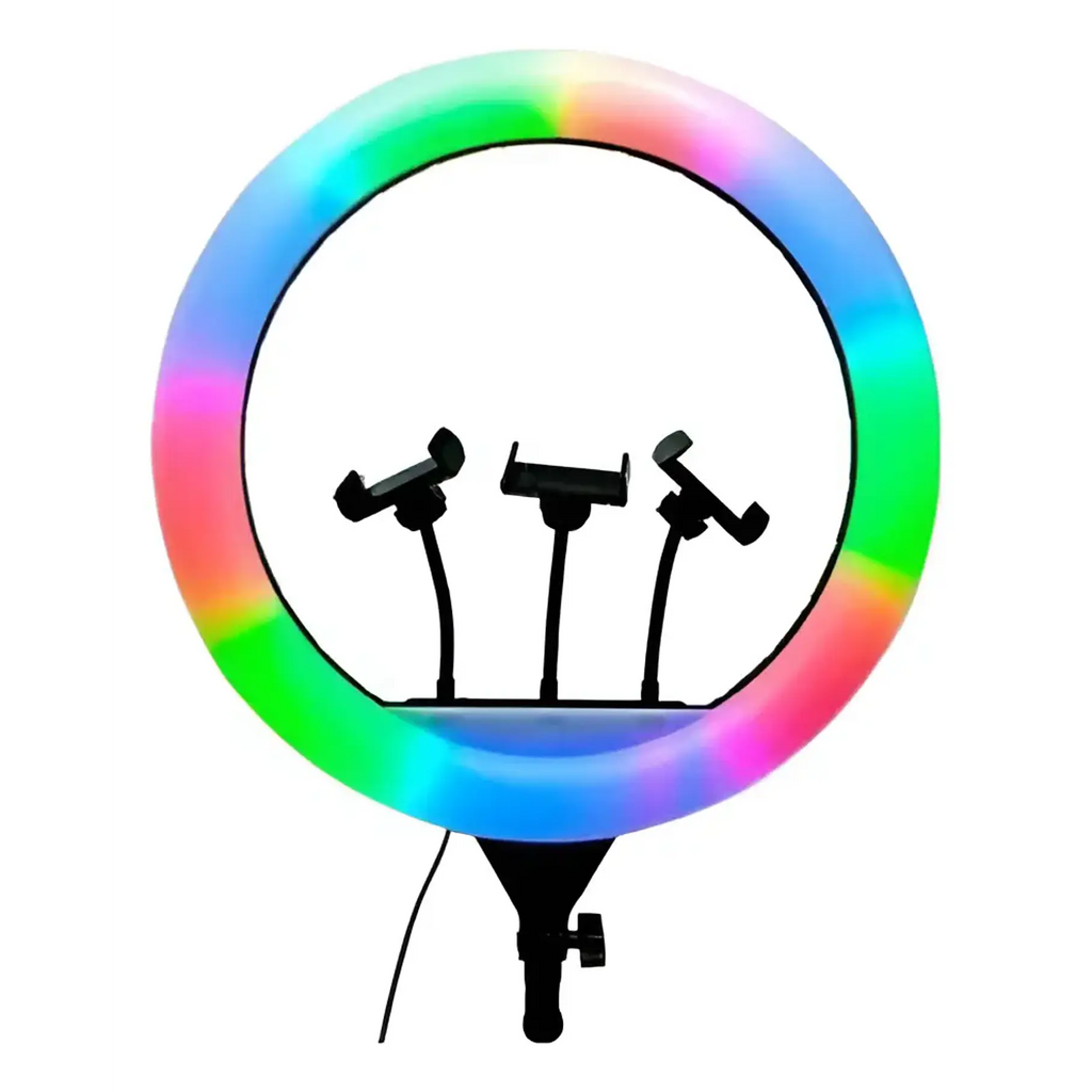 Aro Luz Led Multicolor 56cm + Control + Trípode + RGB 22 Pulgadas Colores Variados Influencer Luces Para Tus Videos