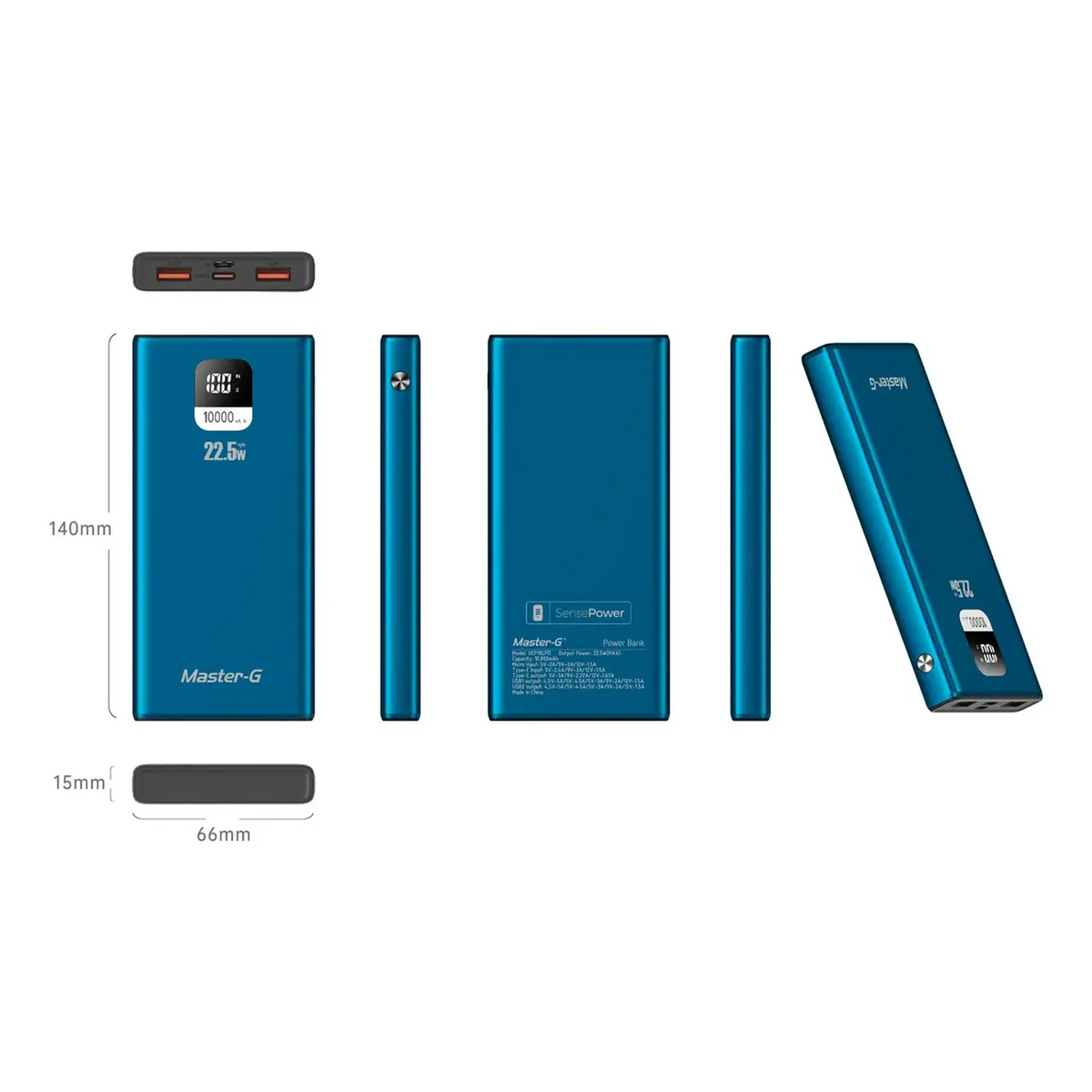 Batería Externa Power Bank 10000 Mah 22.5w PowerDelivery Master-g Color Azul