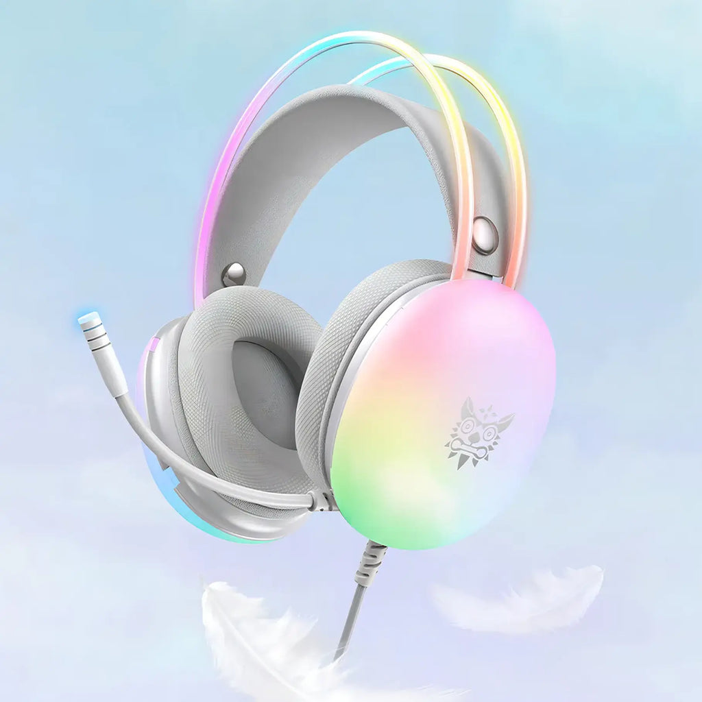 Audífonos Gamer Onikuma X25 Rgb Microfono Comp. Pc Ps4 Ps5 Color Blanco