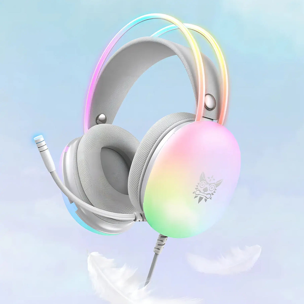 Audífonos Gamer Onikuma X25 Rgb Microfono Comp. Pc Ps4 Ps5 Color Blanco