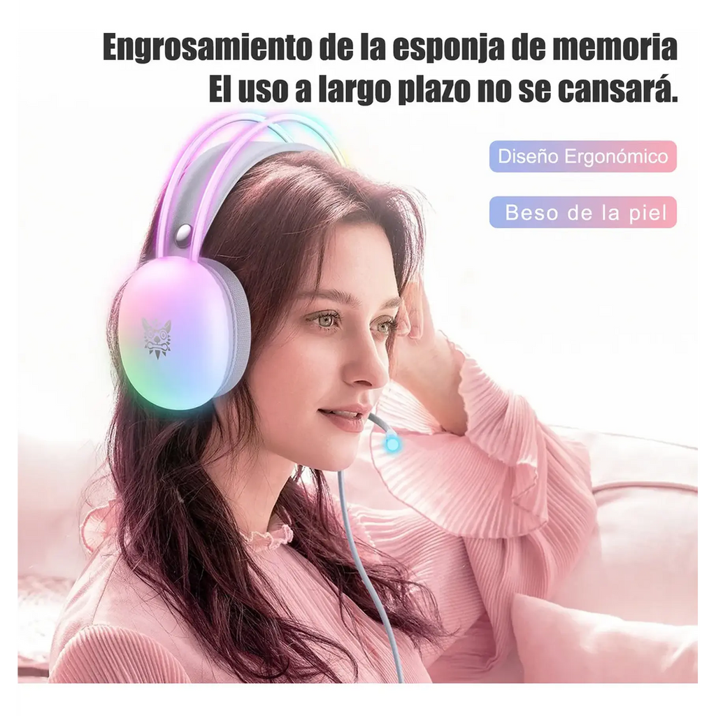 Audífonos Gamer Onikuma X25 Rgb Microfono Comp. Pc Ps4 Ps5 Color Blanco