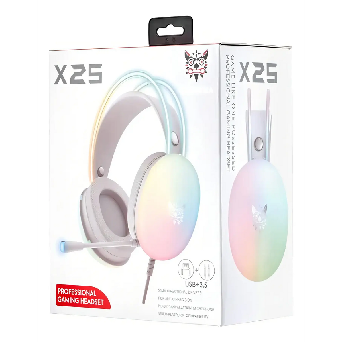 Audífonos Gamer Onikuma X25 Rgb Microfono Comp. Pc Ps4 Ps5 Color Blanco