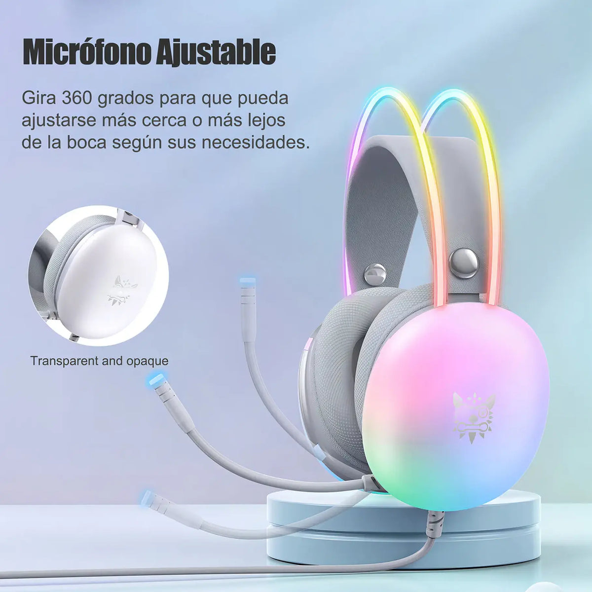 Audífonos Gamer Onikuma X25 Rgb Microfono Comp. Pc Ps4 Ps5 Color Blanco