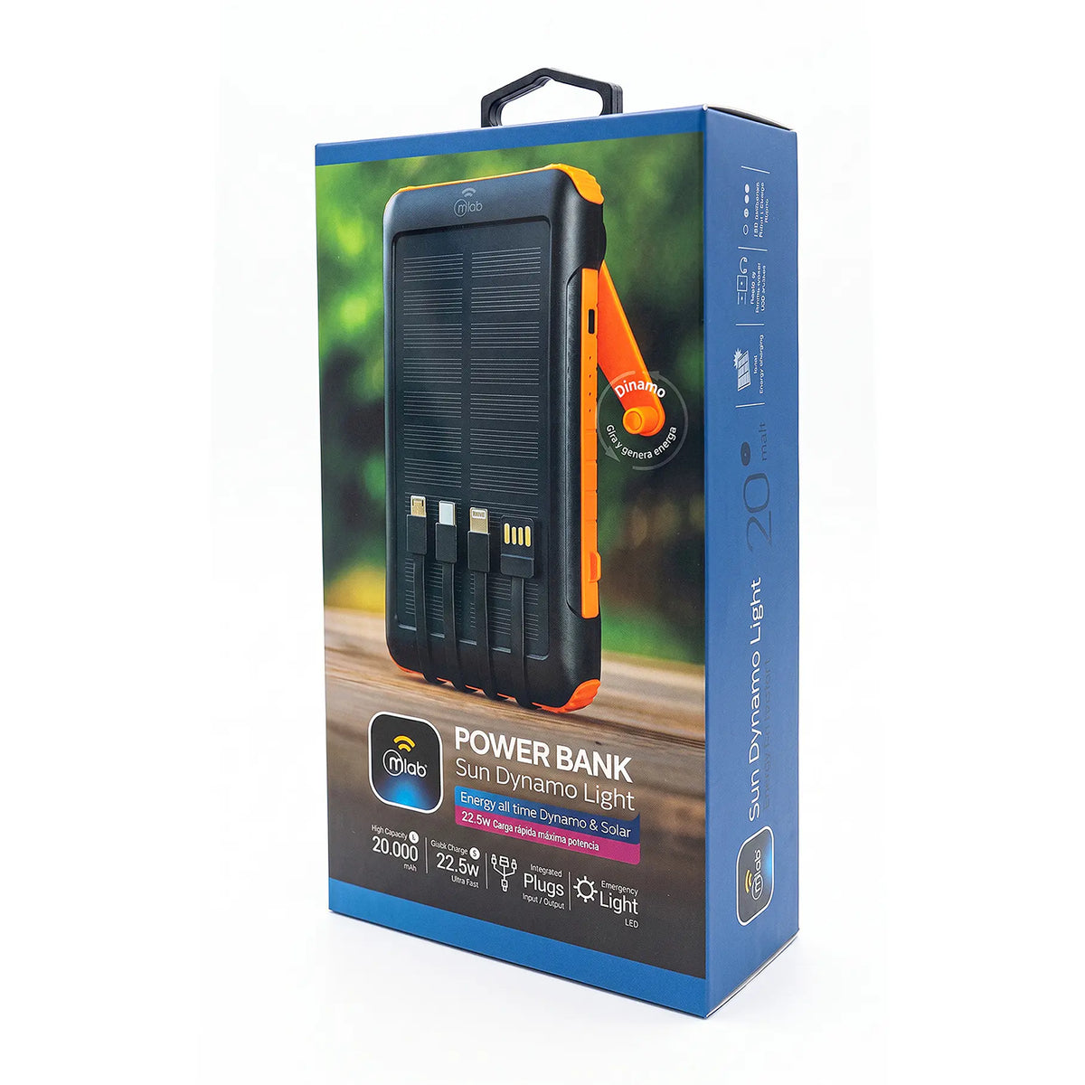 Cargador Portatil Power Bank Sun Dynamo Light 9655 Mlab Aventura 20000 mAh Con Carga Manual