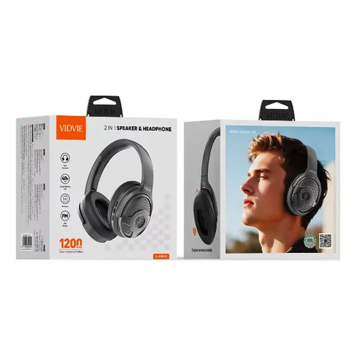 Audífonos Inalámbricos 40 Horas Over-ear 2en1 Vidvie Audioim Negro Cancelacion De Ruido