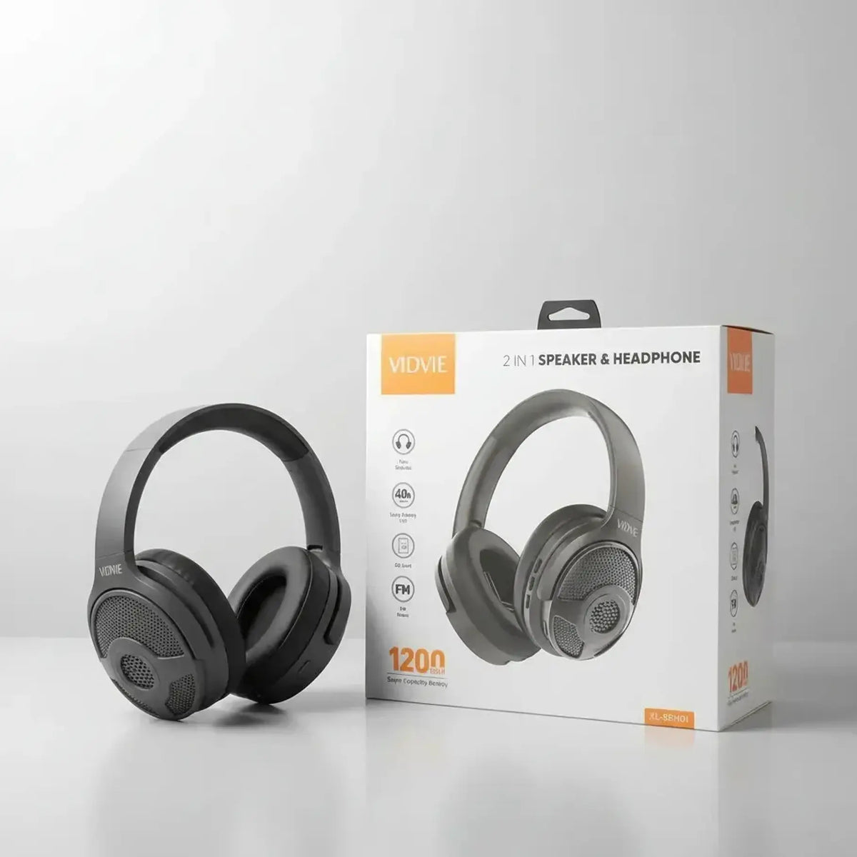 Audífonos Inalámbricos 40 Horas Over-ear 2en1 Vidvie Audioim Negro Cancelacion De Ruido