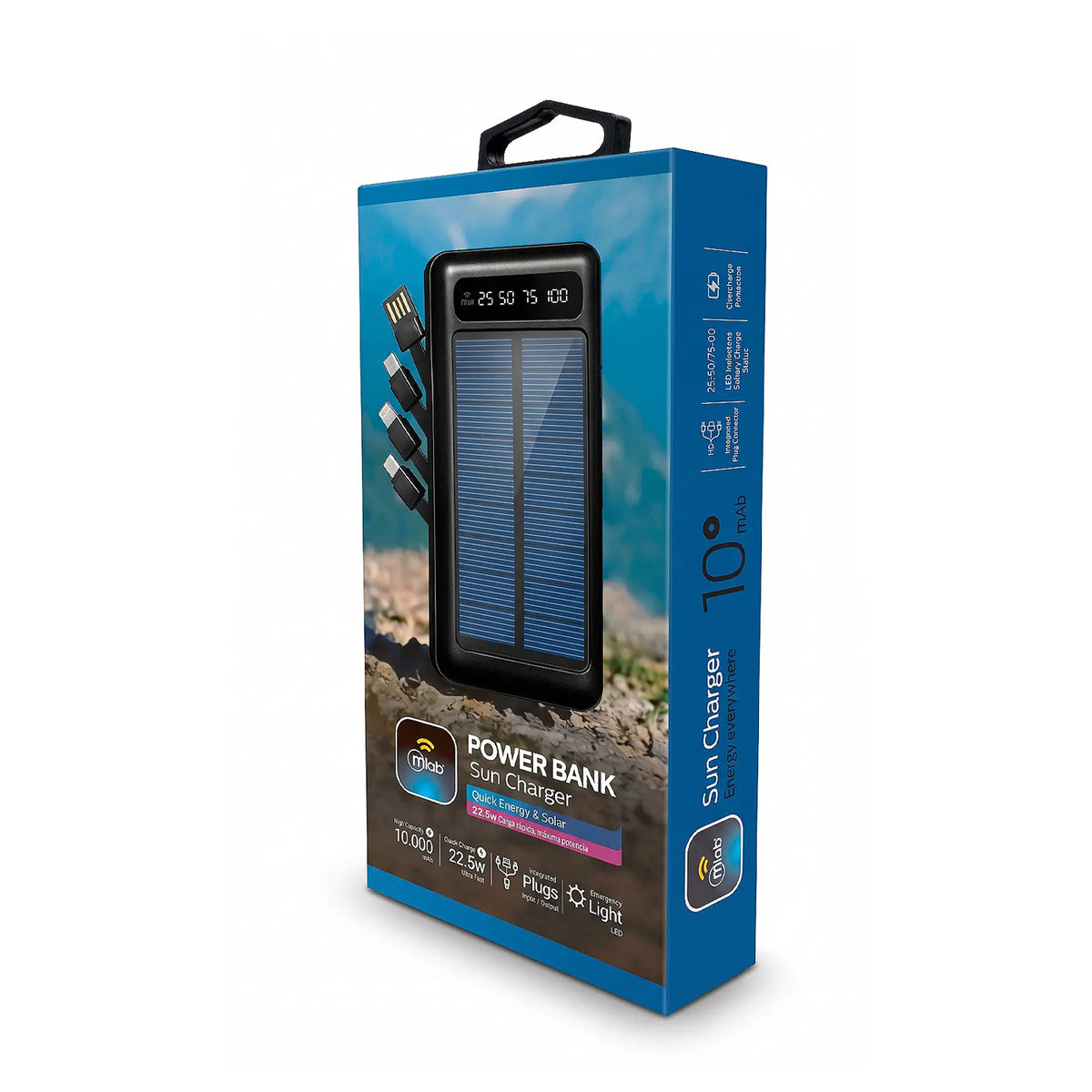 Power Bank Sun Charger 9654 Quick Energy & Solar 22.5w Carga Rápida Maxima Potencia