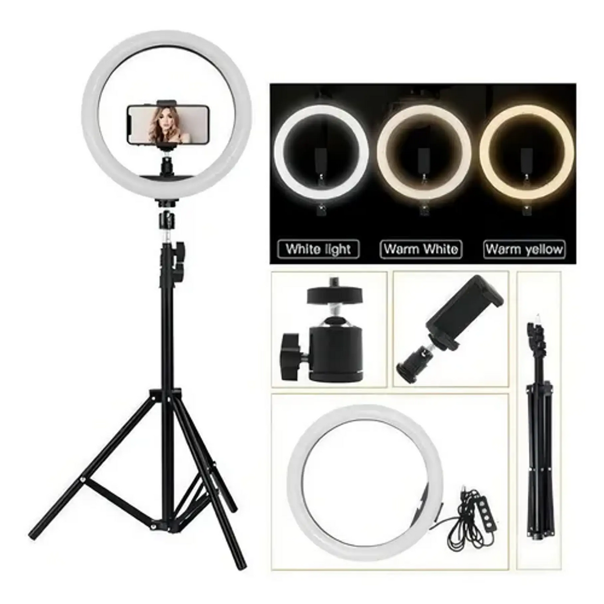 Aro De Luz Led Grande 26 cm Con Tripode 2.1m Aros De Luz Led