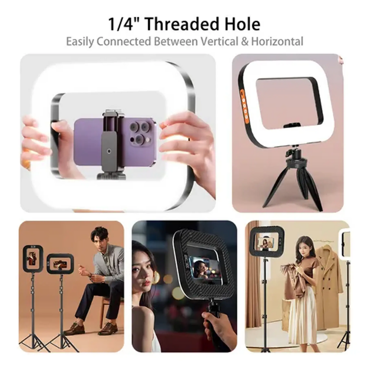 Cuadro De Luz LED Portátil Con Soporte Para Móvil Ideal para Lives, Fotos y Grabaciones Profesionales