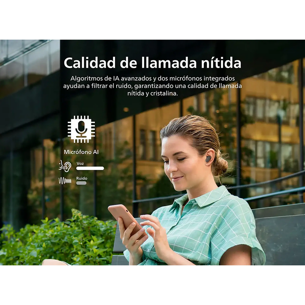 Audífonos Bluetooth Noise Cancelling Philips Tat3509 True Wireless 24 Horas Autonomía