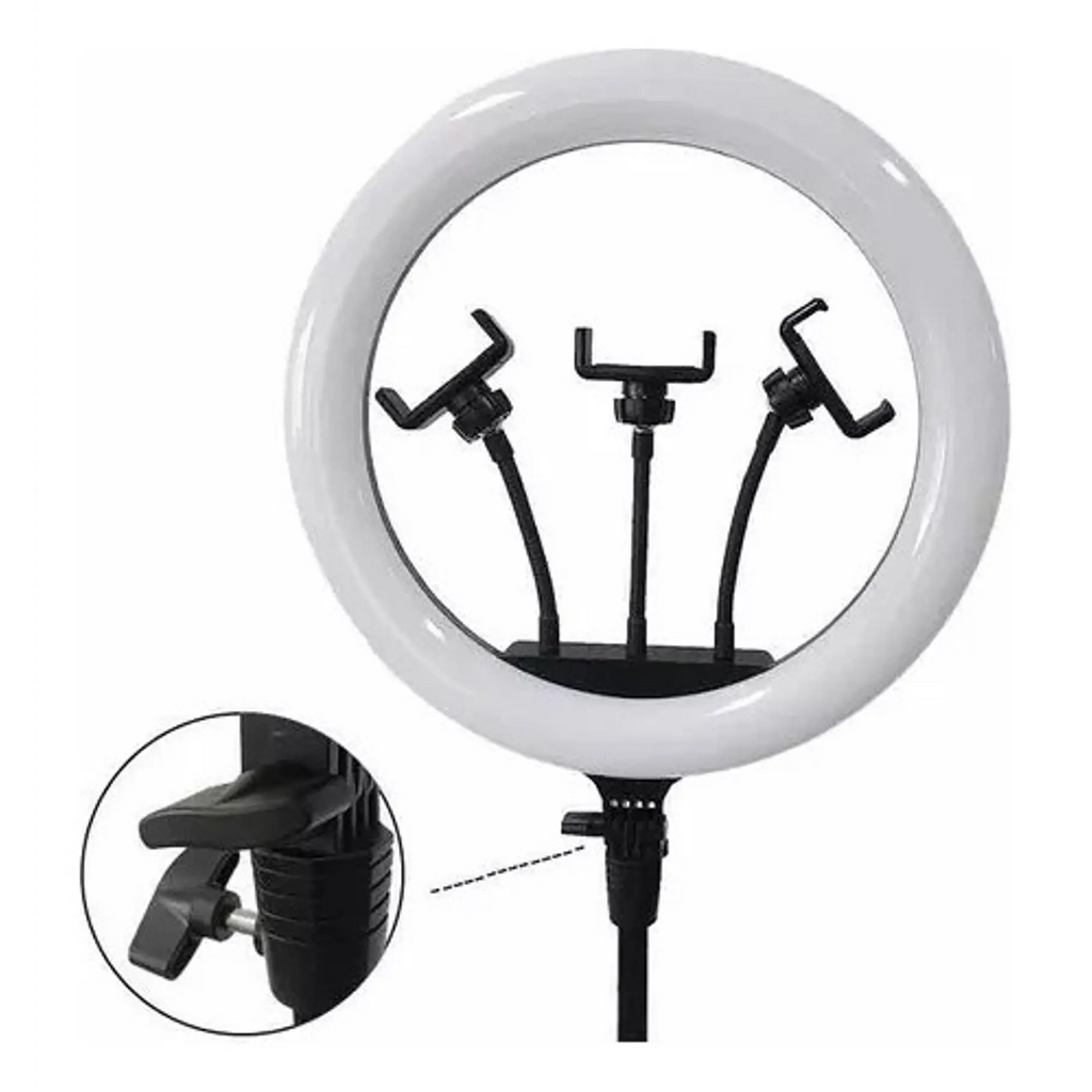 Aro Led 14 (36cm) + Trípode 2,1 M Con 3 Soporte De Celular
