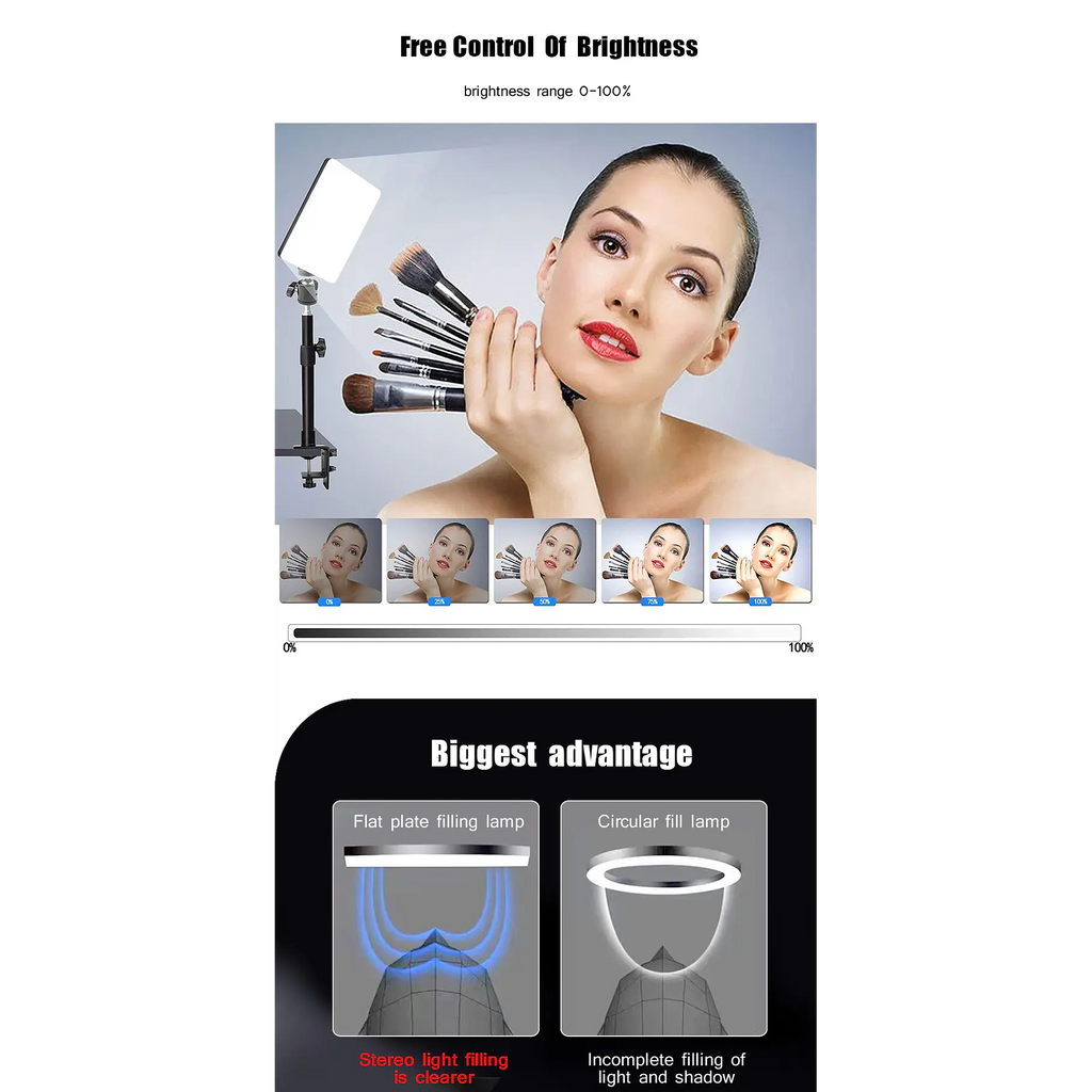 Aro Cuadrado De Luz Led Fotografía 36 Cm + Trípode Ajustable