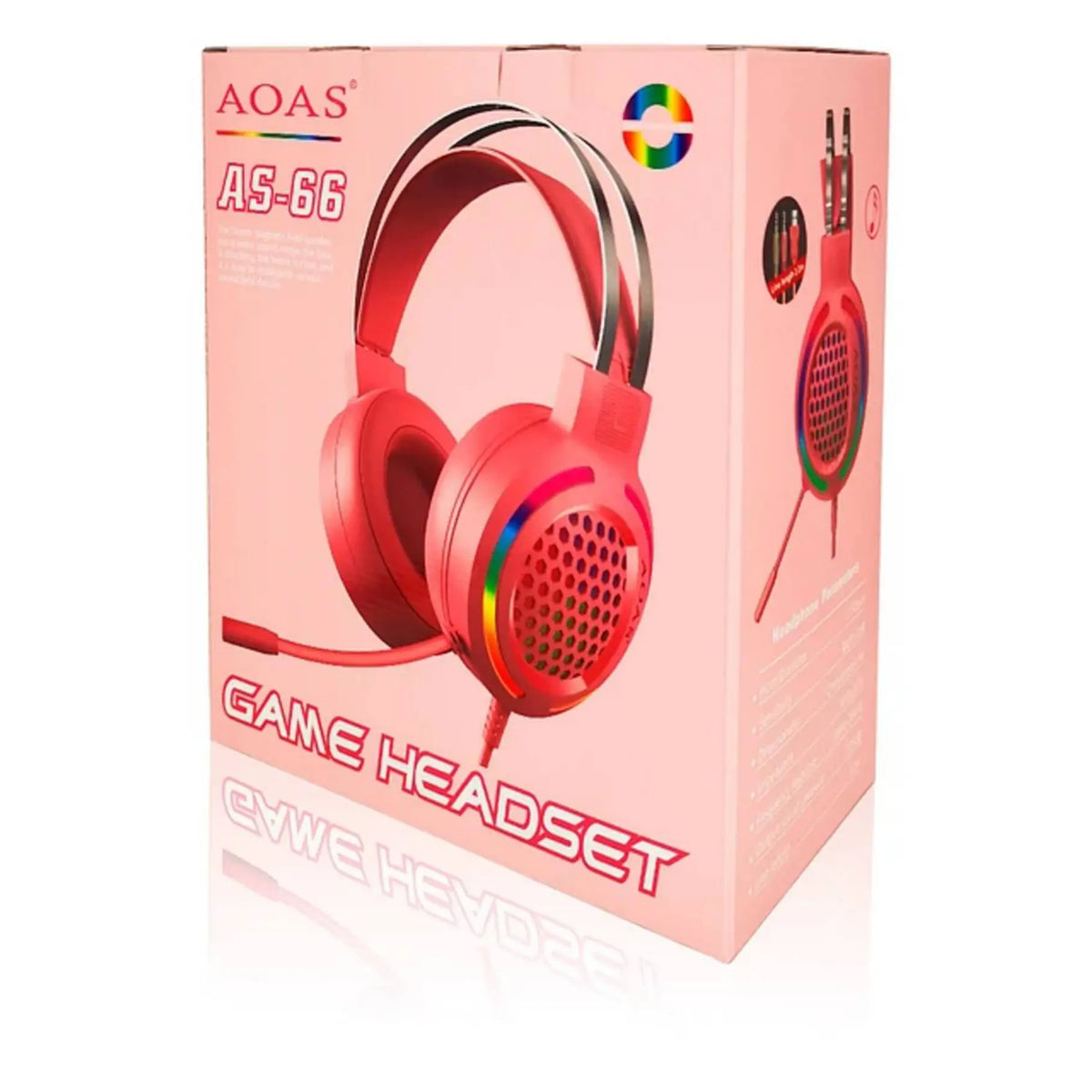 Audifono Gamer Rgb Aoas As-66 Rosado Microfono Consolas Pc