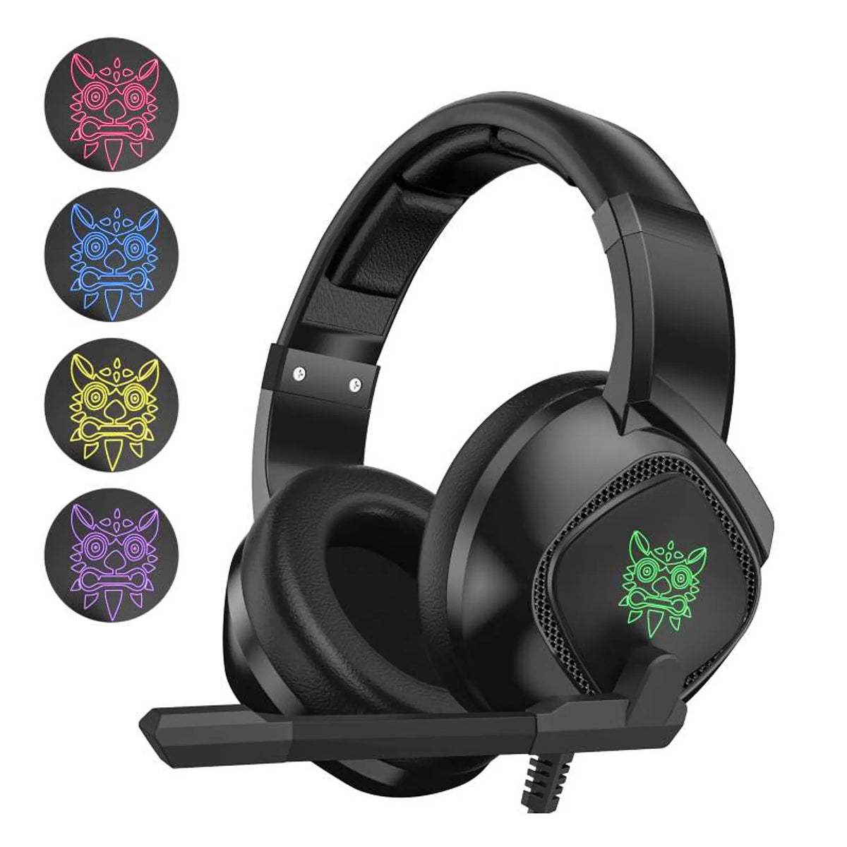 Audífonos Gamer Onikuma K19 Negro Con Luz Rgb Led