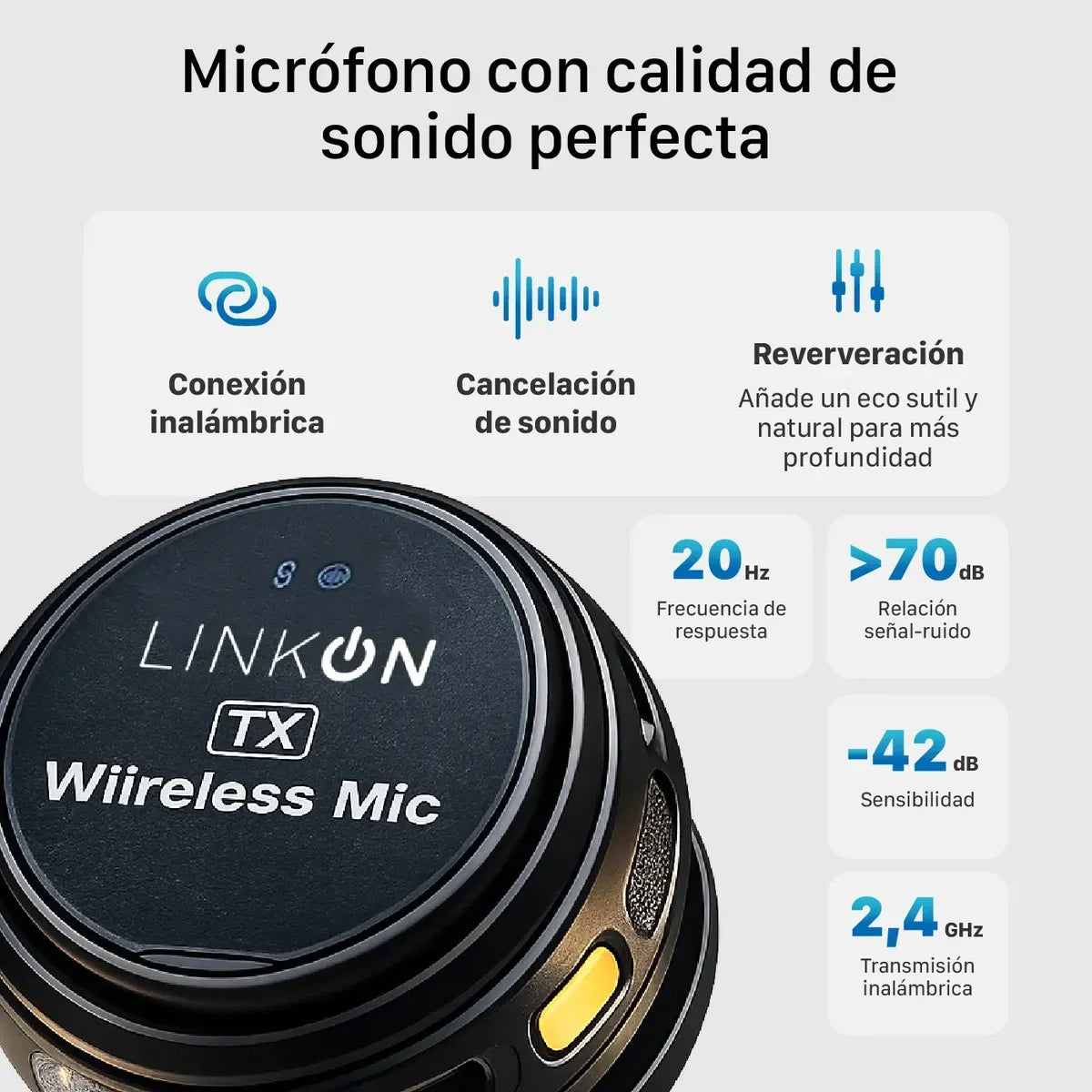 Micrófono Inalámbrico LinkOn MiK-One x2 para Celular