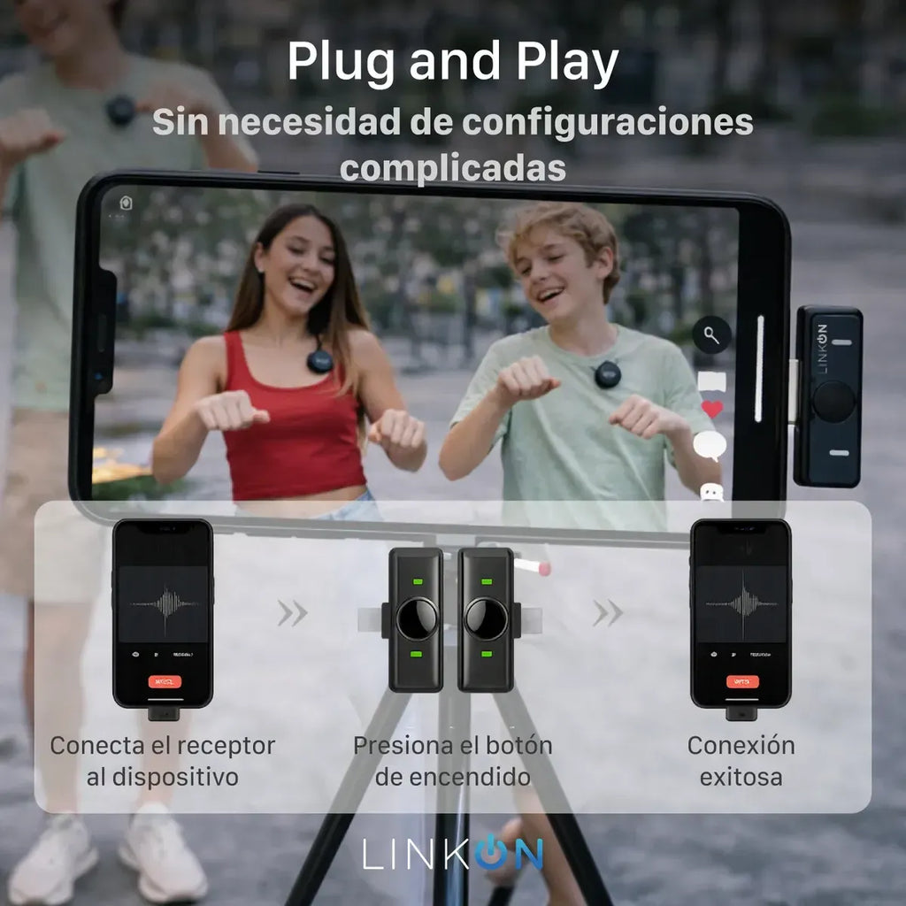 Micrófono Inalámbrico LinkOn MiK-One x2 para Celular