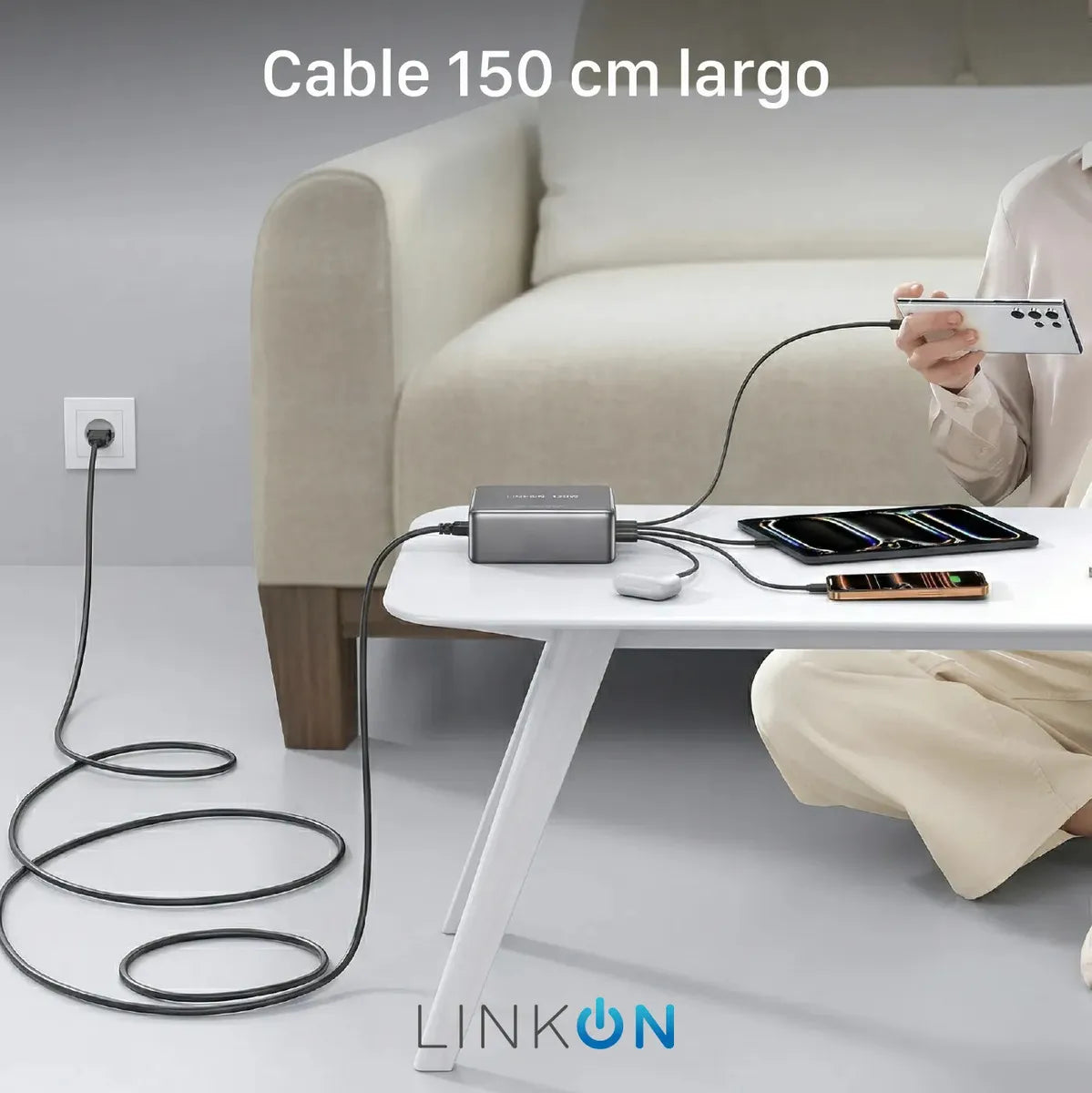 Estación de Carga Rápida GaN 120W | 6 Puertos USB + USB-C