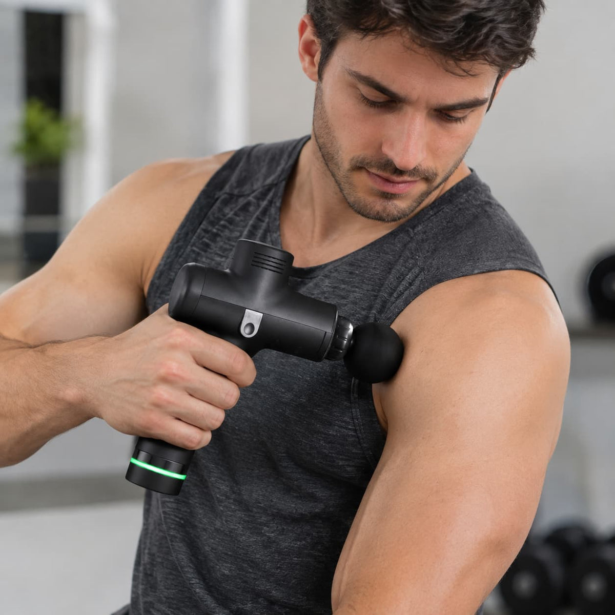 Pistola de Masaje Muscular con 30 Velocidades + 6 Cabezales