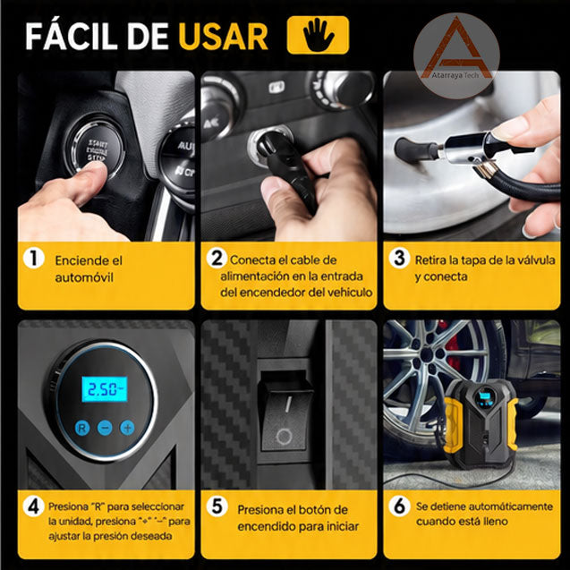 Compresor de Aire Portátil Digital – Infla tus Neumáticos en Minutos