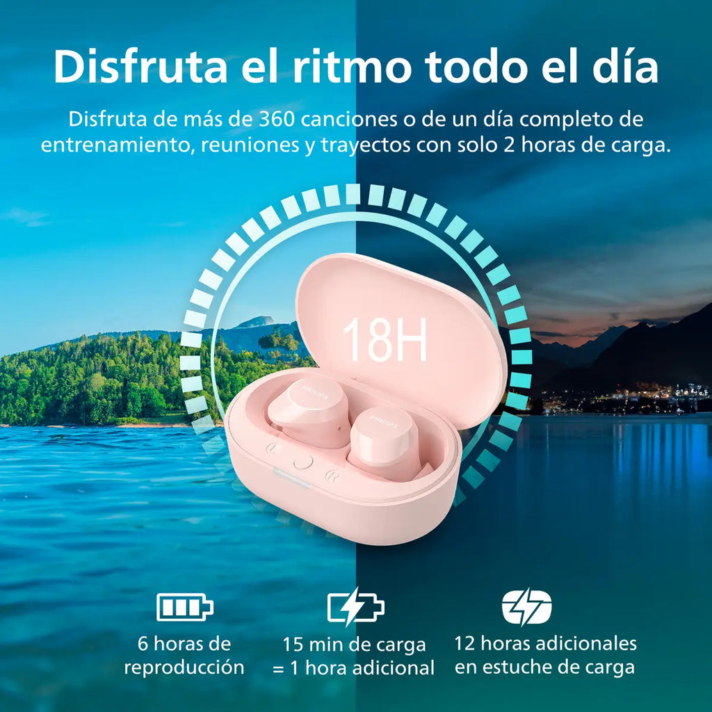 Audífonos Philips TAT1209 True Wireless Bluetooth 5.3 – Rosado
