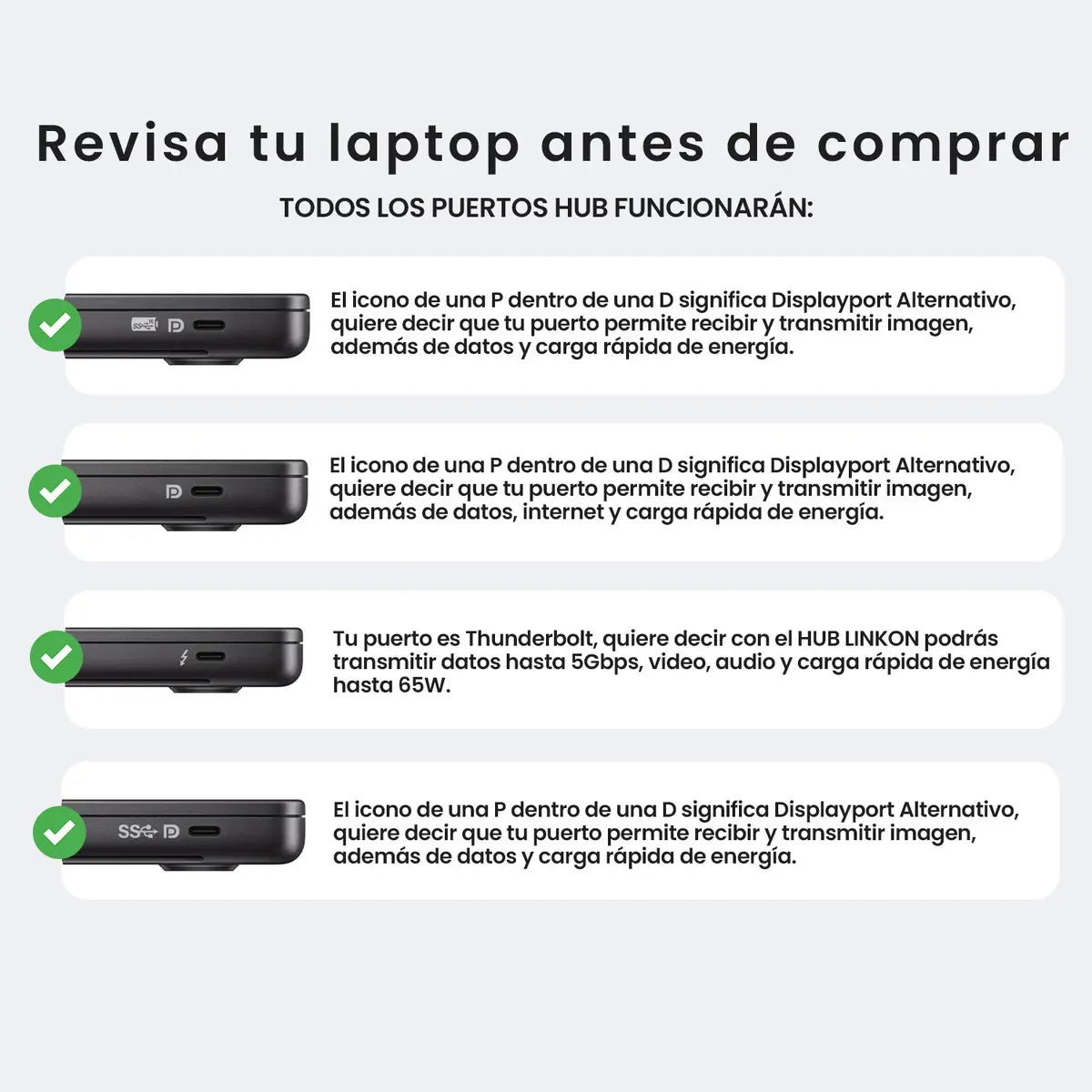 Hub USB-C Multipuerto LinkOn 6 en 1 | HDMI 4K | USB 3.0 | Carga PD 65W | SD y MicroSD